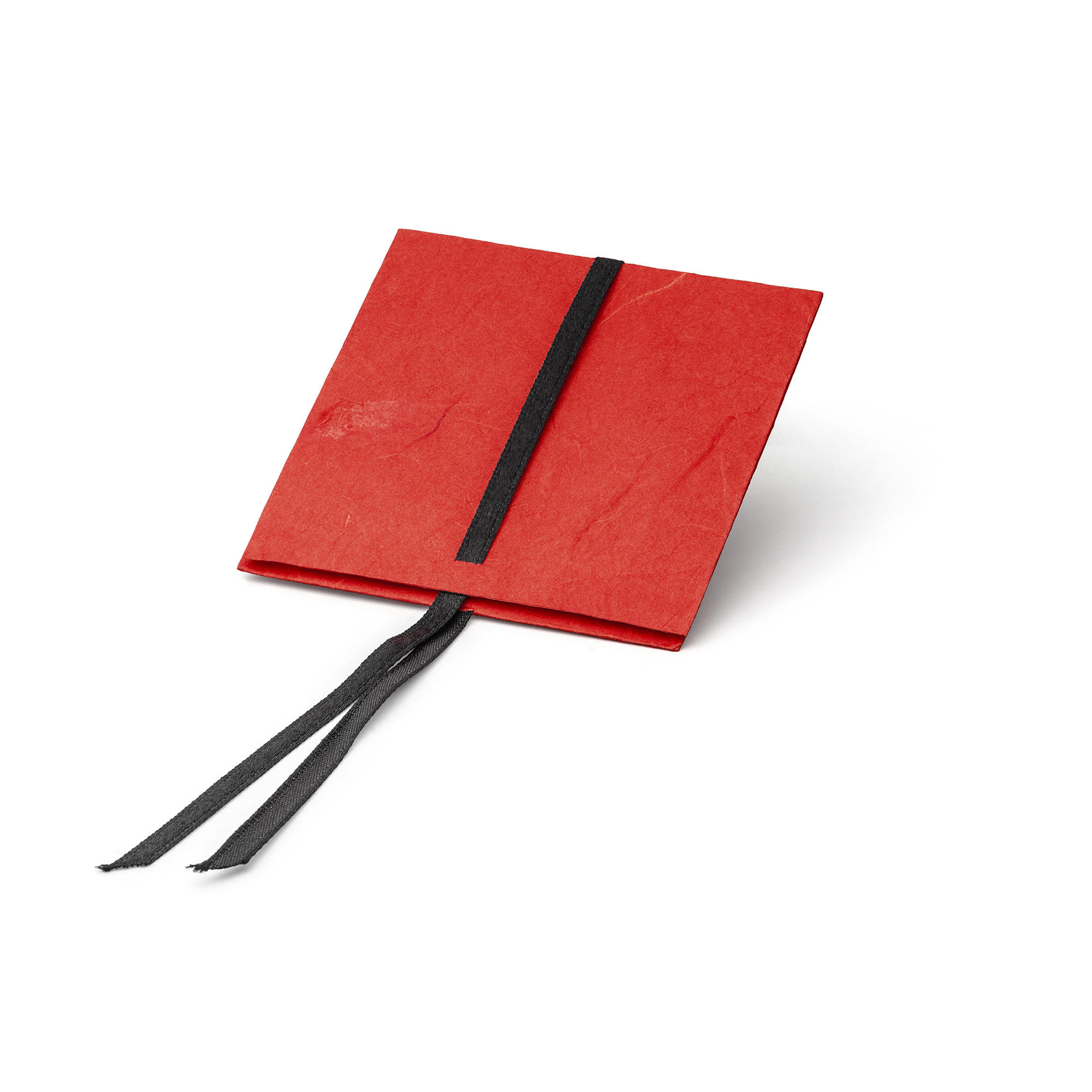 Paperbag small, 80 x 80 mm, red/ black ribbon