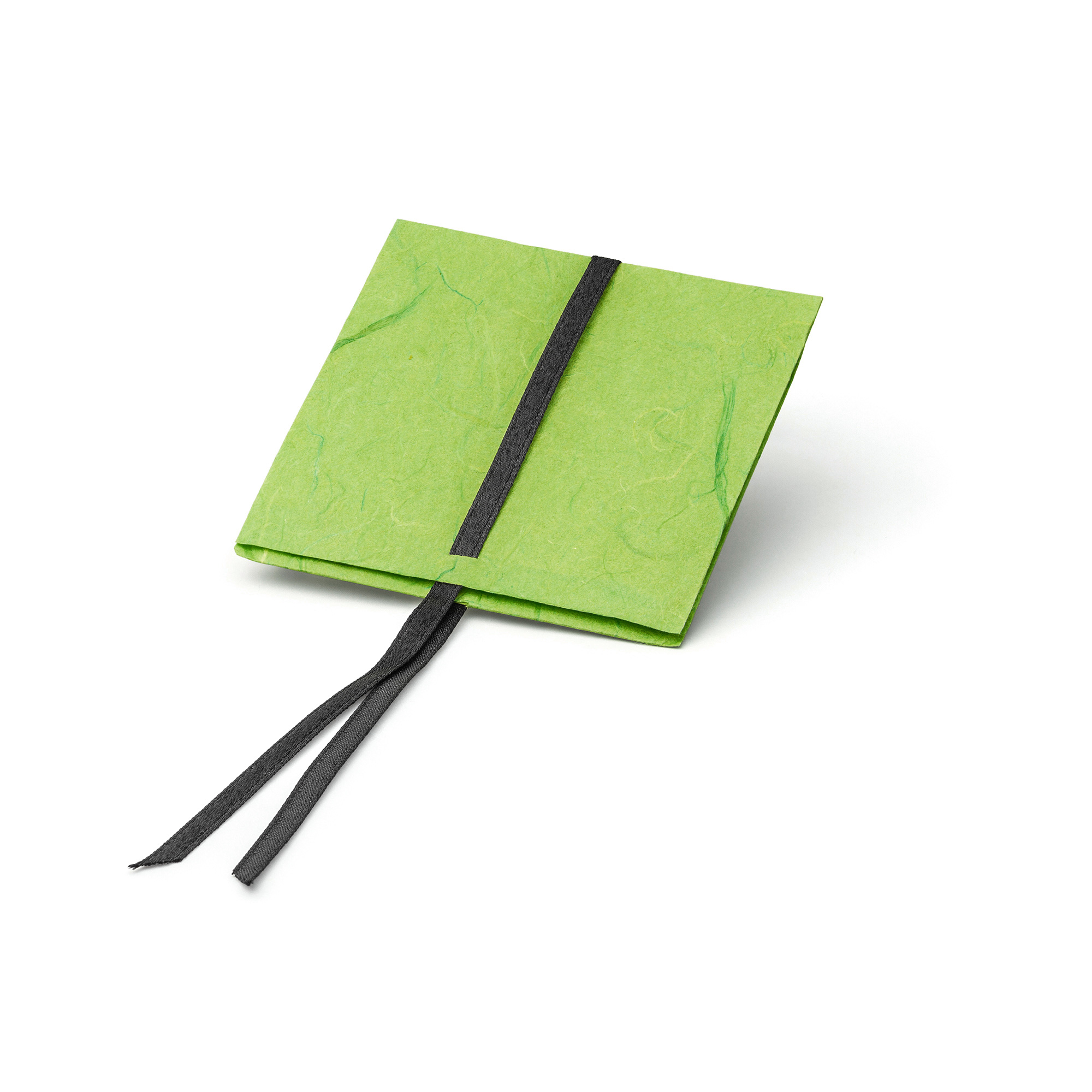 Paperbag small, 80 x 80 mm, green/ black ribbon