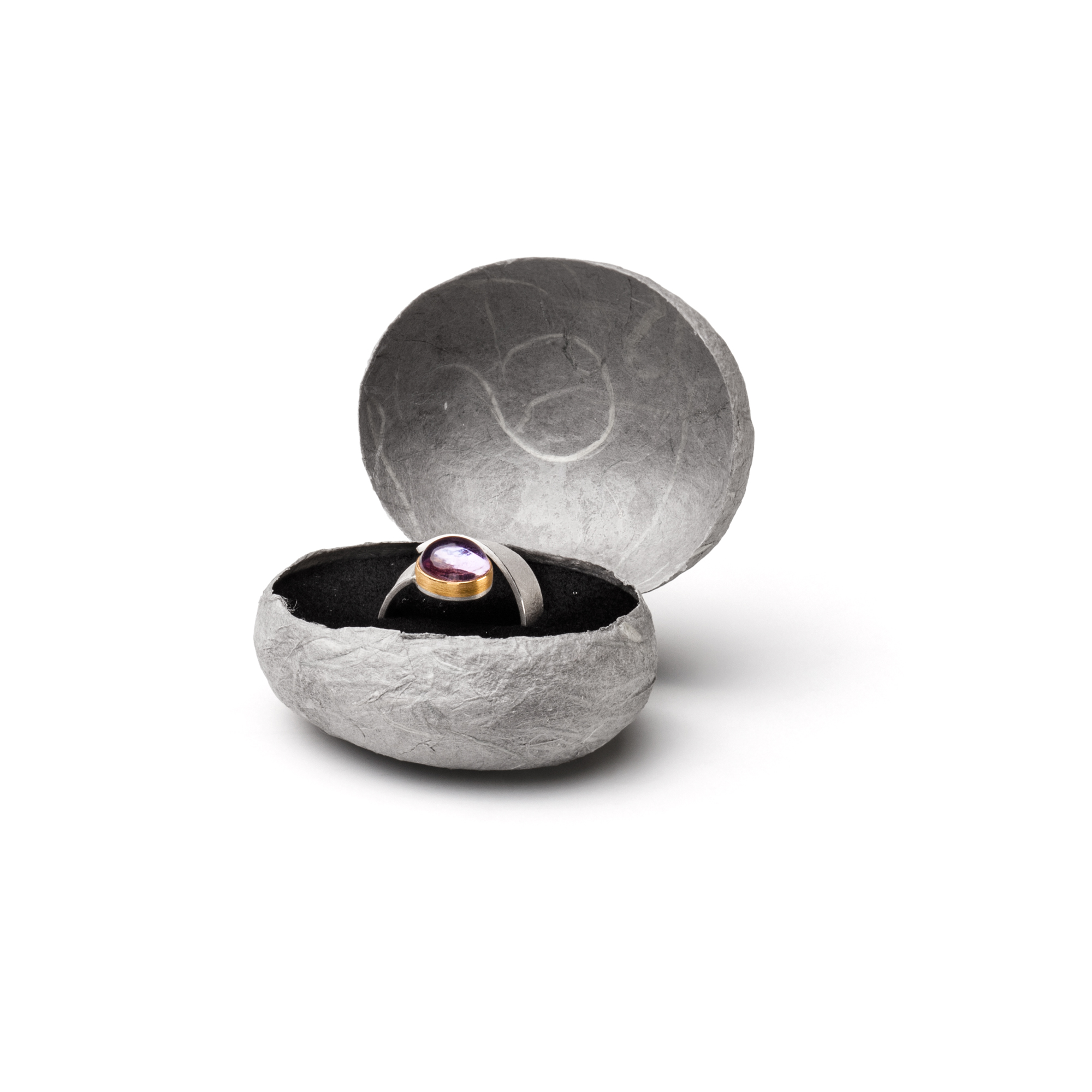 Stone Ring oval, 60 x 50 x 35 mm, grau