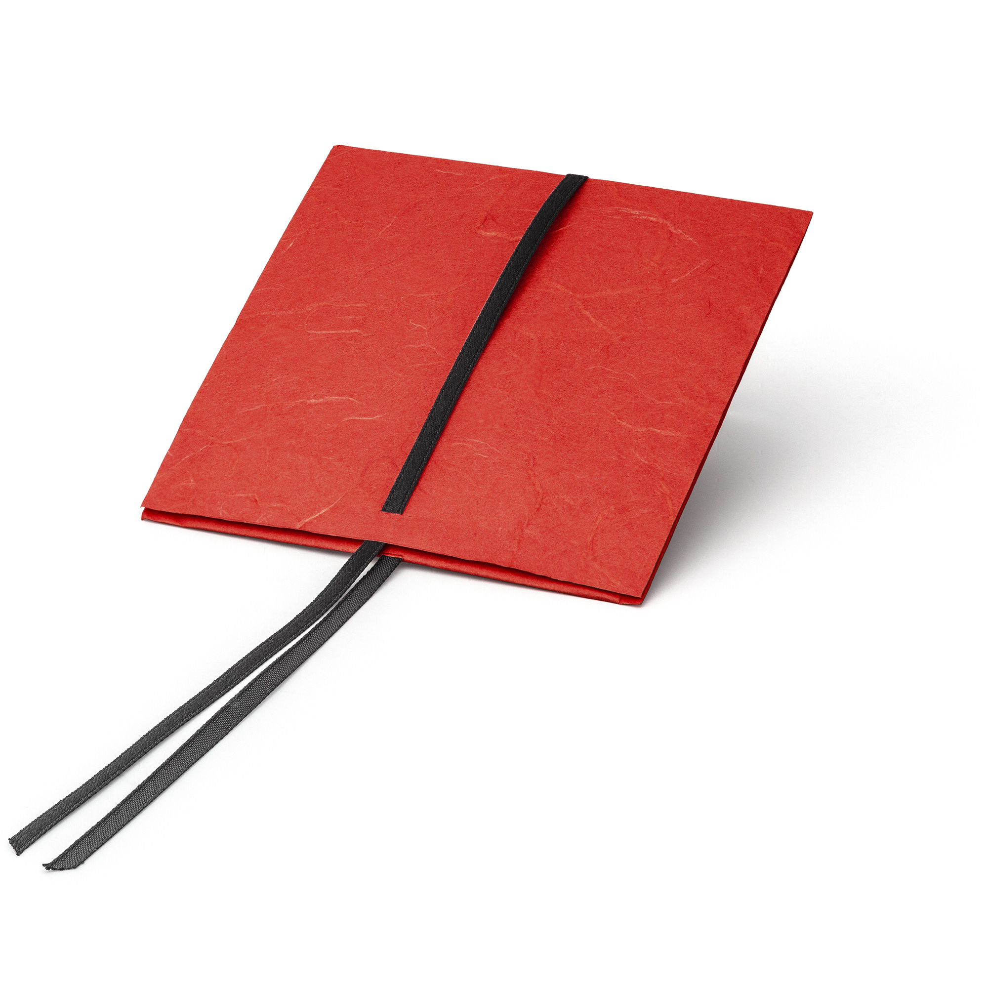 Paperbag large, 100 x 100 mm, red/ black ribbon